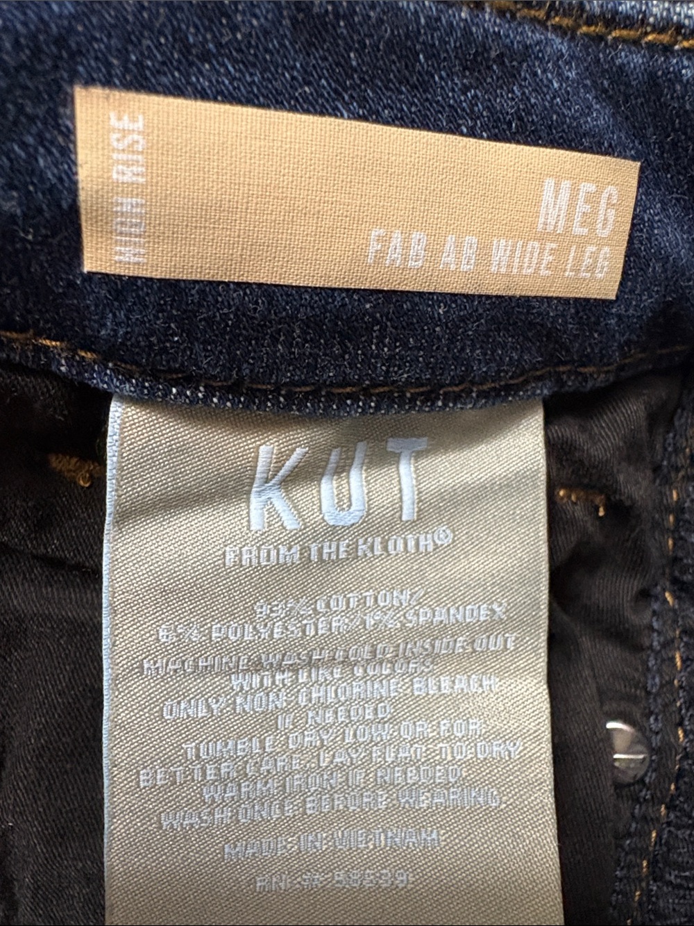 Kut from the Kloth Meg Fab Ab Wide Leg High Rise Jeans 6 x 27 Stretch Frayed Hem - Picture 9 of 14